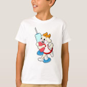 注射器による予防接種のナースとしてのヤギ Tシャツ (正面)