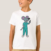 注射器による予防接種時のナースとしてのマウス Tシャツ (正面)