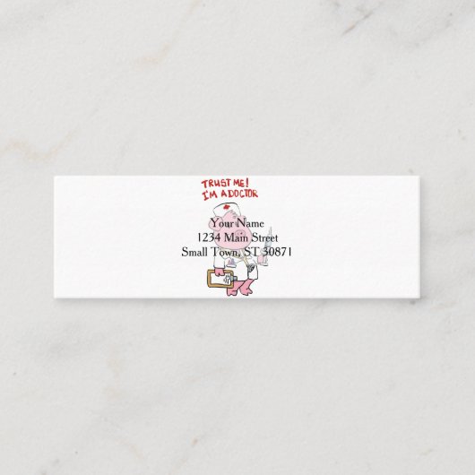 注射器を手に持つ医師豚|戻る色を選択 スキニー名刺 (正面)