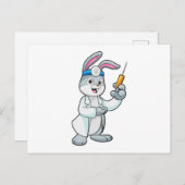 注射器を持ったワクチン接種の医師としてのウサギ ポストカード (正面/裏面)