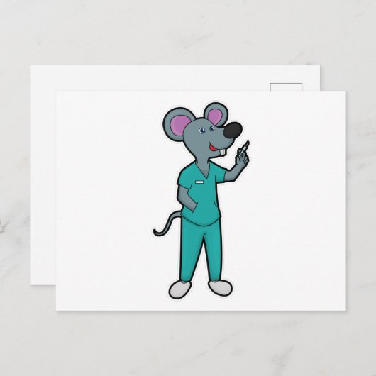 注射器を持ったワクチン接種の看護師としてのマウス ポストカード (正面/裏面)