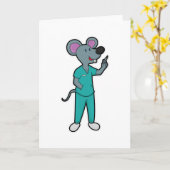 注射器を持ったワクチン接種の看護師ネズミ カード (黄色い花)