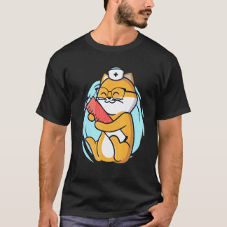 注射器を持つ看護師の猫 医療従線に感謝 Tシャツ