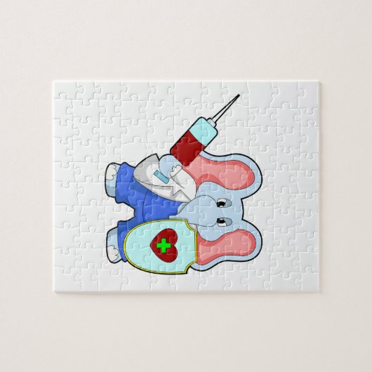 注射器接種時のゾウ ジグソーパズル (横)