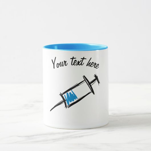 注射器、手描き。注射、医師、ナース マグカップ (中央)