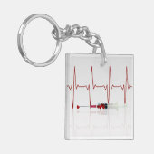 注射赤いハート キーホルダー (正面左)