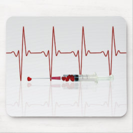 注射赤いハート マウスパッド