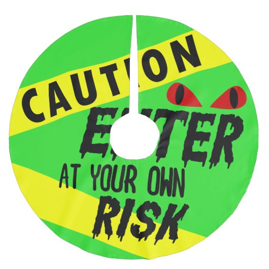 注意あなた自身のリスクで入力する赤い目ハロウィーン ブラッシュドポリエステルツリースカート (正面)