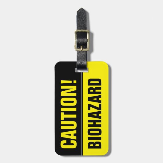 注意おもしろい生物学的災害［有害物質］標識旅行荷物タグ ラゲッジタグ (正面縦)