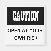 注意おもしろい自分のリスク冷蔵庫ドアで開く マグネット (正面)