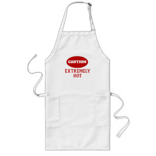注意おもしろい非常に暑い ロングエプロン
