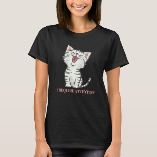 注意が必要ミームレトロスタイルヴィンテージ猫 Tシャツ (正面)