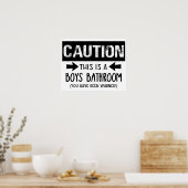 注意これは男の子のトイレのおもしろい子供 ポスター (キッチン)