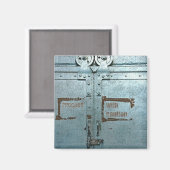 注意して青い灰色の工業用ドアで進む マグネット (正面/裏面)