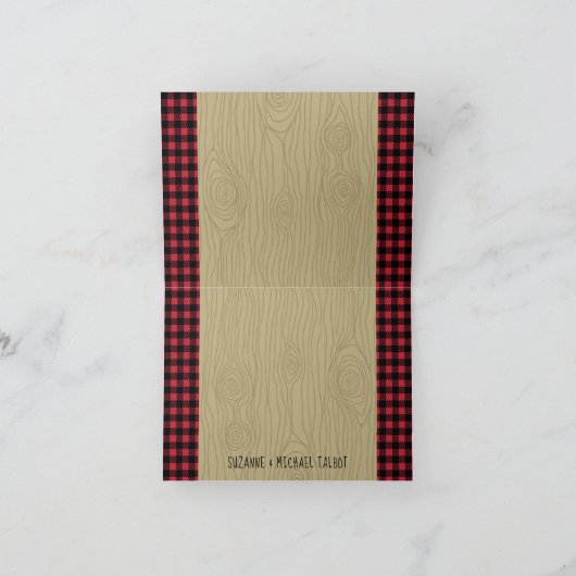 注意します男の赤ちゃんの樵の格子縞のシャワーにありがとう サンキューカード (内部)