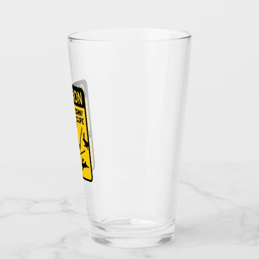 注意のバニー斜面のおもしろいなスキー印|のスキーのユーモア タンブラーグラス (左)