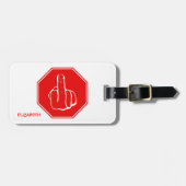 注意の中指のおもしろいな道路交通印をストップ ラゲッジタグ (正面横)