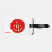 注意の中指のおもしろいな道路交通印をストップ ラゲッジタグ (裏面横)