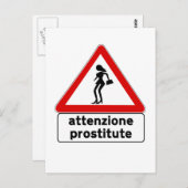 注意の売春婦(2)，交通標識，イタリア ポストカード (正面/裏面)