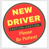 注意の新しいドライバは患者になってください – 赤い車 シール (シート)