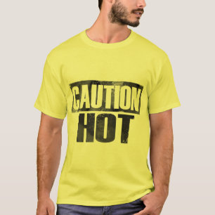 注意の熱く黄色いワイシャツ Tシャツ