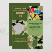 注意の軍隊の軍隊の誕生日の招待状 招待状 (正面/裏面)