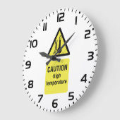 注意の高温徴候 ラージ壁時計 (傾斜)