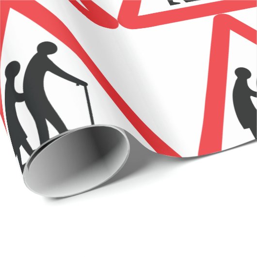 注意の高齢者-イギリスの交通標識 ラッピングペーパー (ロールコーナー)