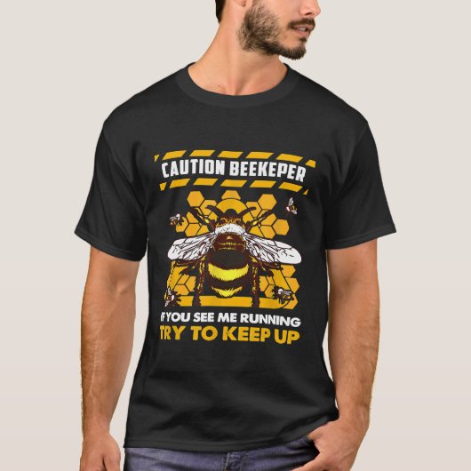 注意もし養蜂家は私のランニング試みを見る Tシャツ (正面)