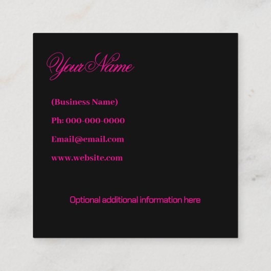 注意を取得するカードブラック、明るいピンクの唇 コーリングカード (裏面)