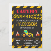 注意アンダー建築ダンプトラック誕生日 招待状 (正面)