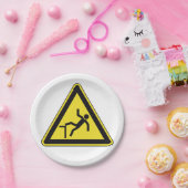 注意カーブ歩行者専用標識 ペーパープレート (パーティー)