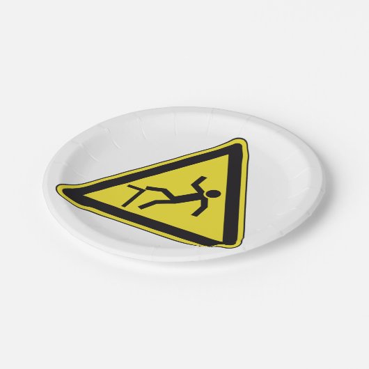 注意カーブ歩行者専用標識 ペーパープレート (アングル)