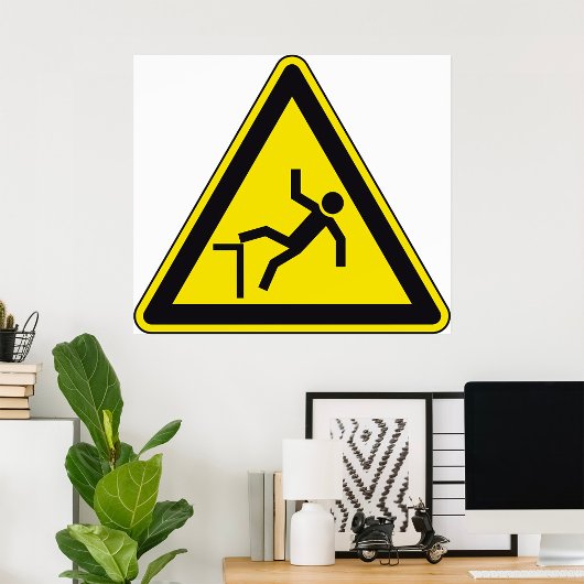 注意カーブ歩行者専用標識 ポスター