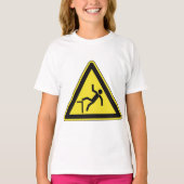 注意カーブ歩行者専用標識 Tシャツ (正面)