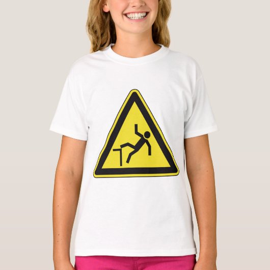 注意カーブ歩行者専用標識 Tシャツ (正面)