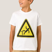 注意カーブ歩行者専用標識 Tシャツ (正面)