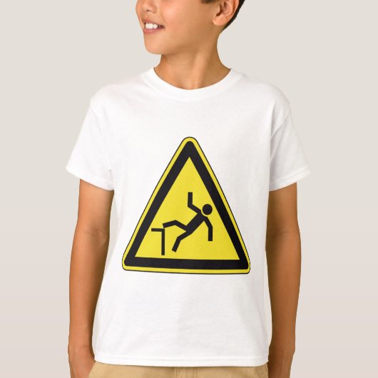 注意カーブ歩行者専用標識 Tシャツ (正面)