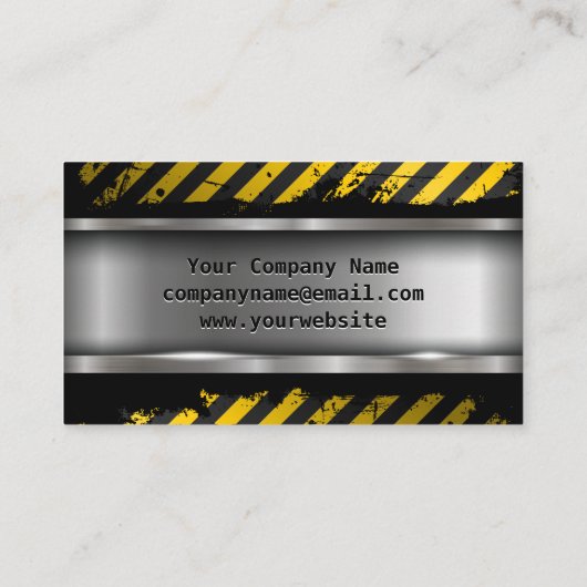 注意グランジ |金属ブラシ仕上げ 名刺 (裏面)