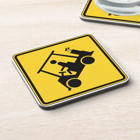 注意ゴルフカートの標識 コースター (左側)