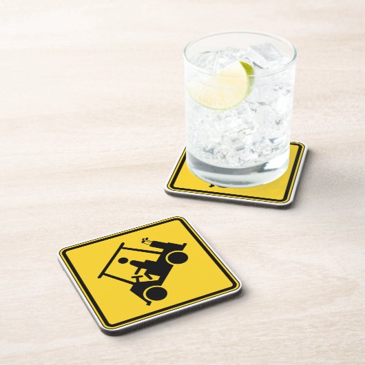 注意ゴルフカートの標識 コースター (右側)