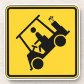 注意ゴルフカートの標識 コースター (正面)