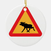 注意スウェーデンの交通標識 セラミックオーナメント (正面)
