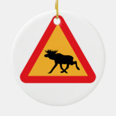 注意スウェーデンの交通標識 セラミックオーナメント (裏面)