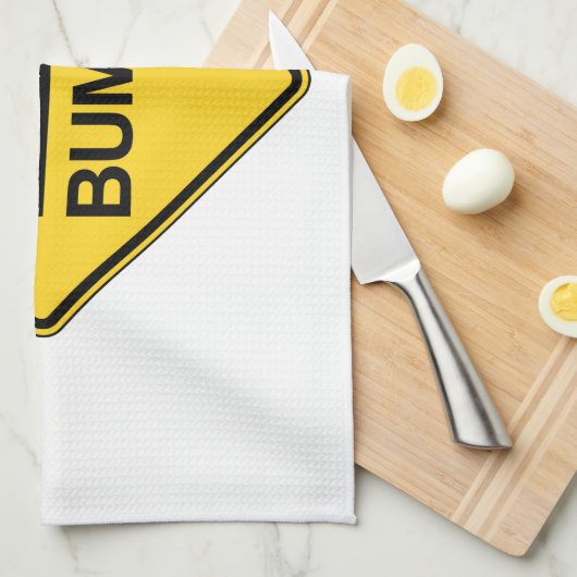 注意スピードバンプおもしろいのトラフィックサイン キッチンタオル (四つ折り)
