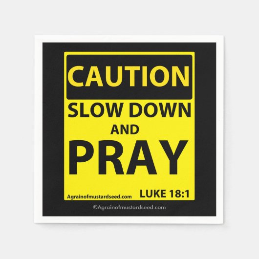 注意スローダウンと祈し スタンダードカクテルナプキン (正面)