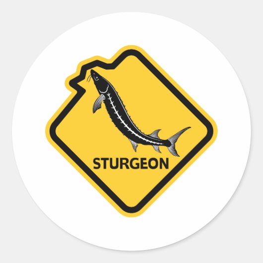 注意チョウザメ跳躍 ラウンドシール (正面)