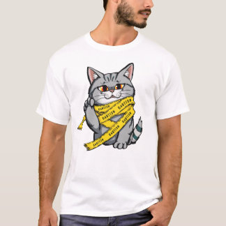 注意テープキャット – グおもしろいレイ虎猫 Tシャツ