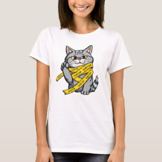 注意テープキャット – グおもしろいレイ虎猫 Tシャツ