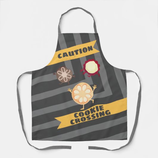 注意テープクッキー交差ベーカーのキッチン エプロン (正面)